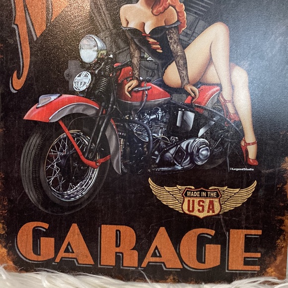 Legend Studio MotorHead Garage Metal Sign Made in U.S.A. Motorcycle Sexy Lady - Picture 4 of 8